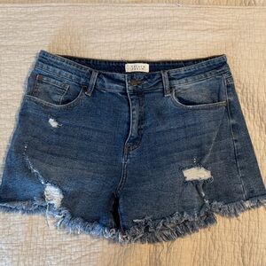 Blue Distressed Jean Shorts